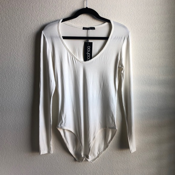 Boohoo Tops - Boohoo White Jersey Bodysuit